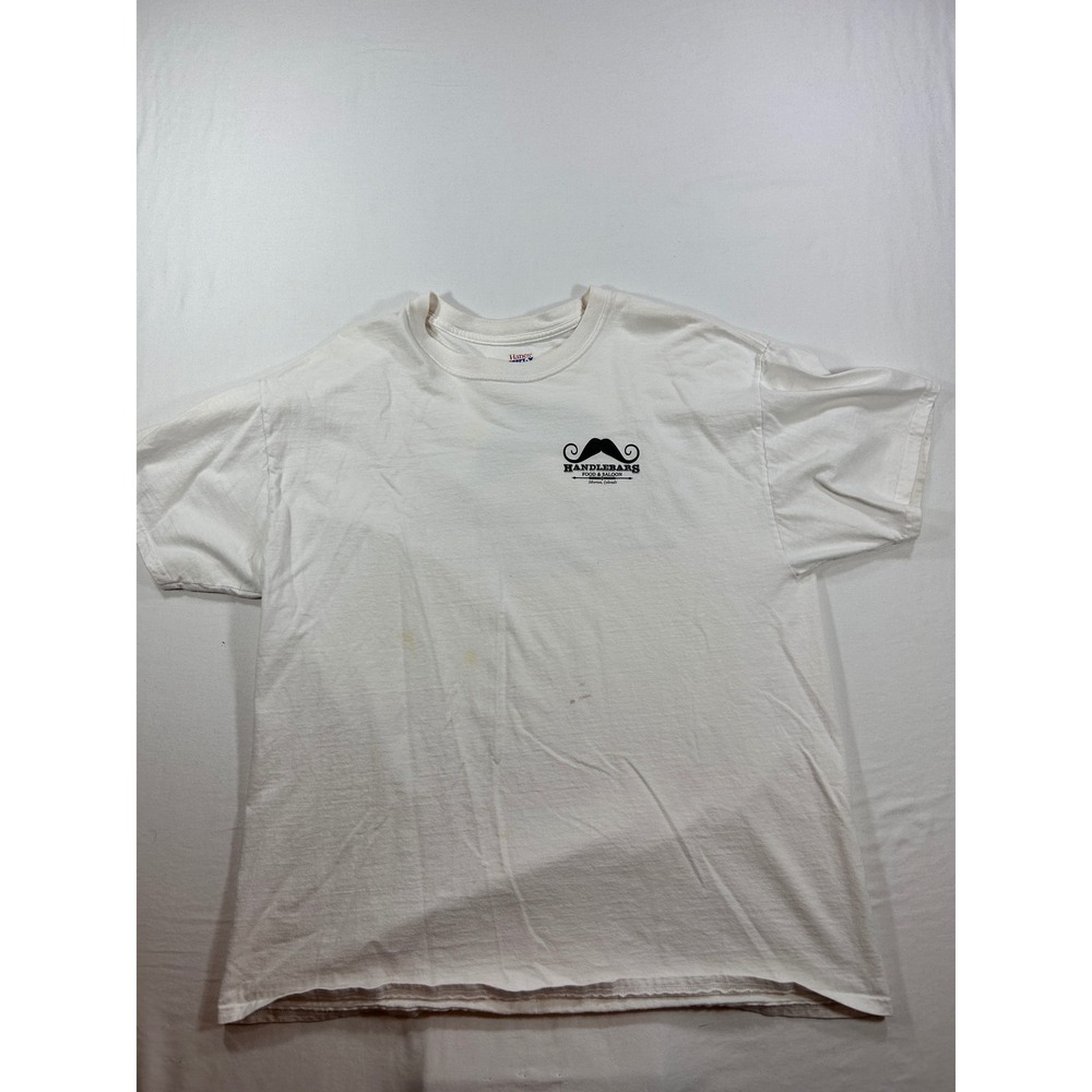 Hanes Beefy-T Handlebars Food Saloon Silverton Colorado Graphic T-Shirt XL White